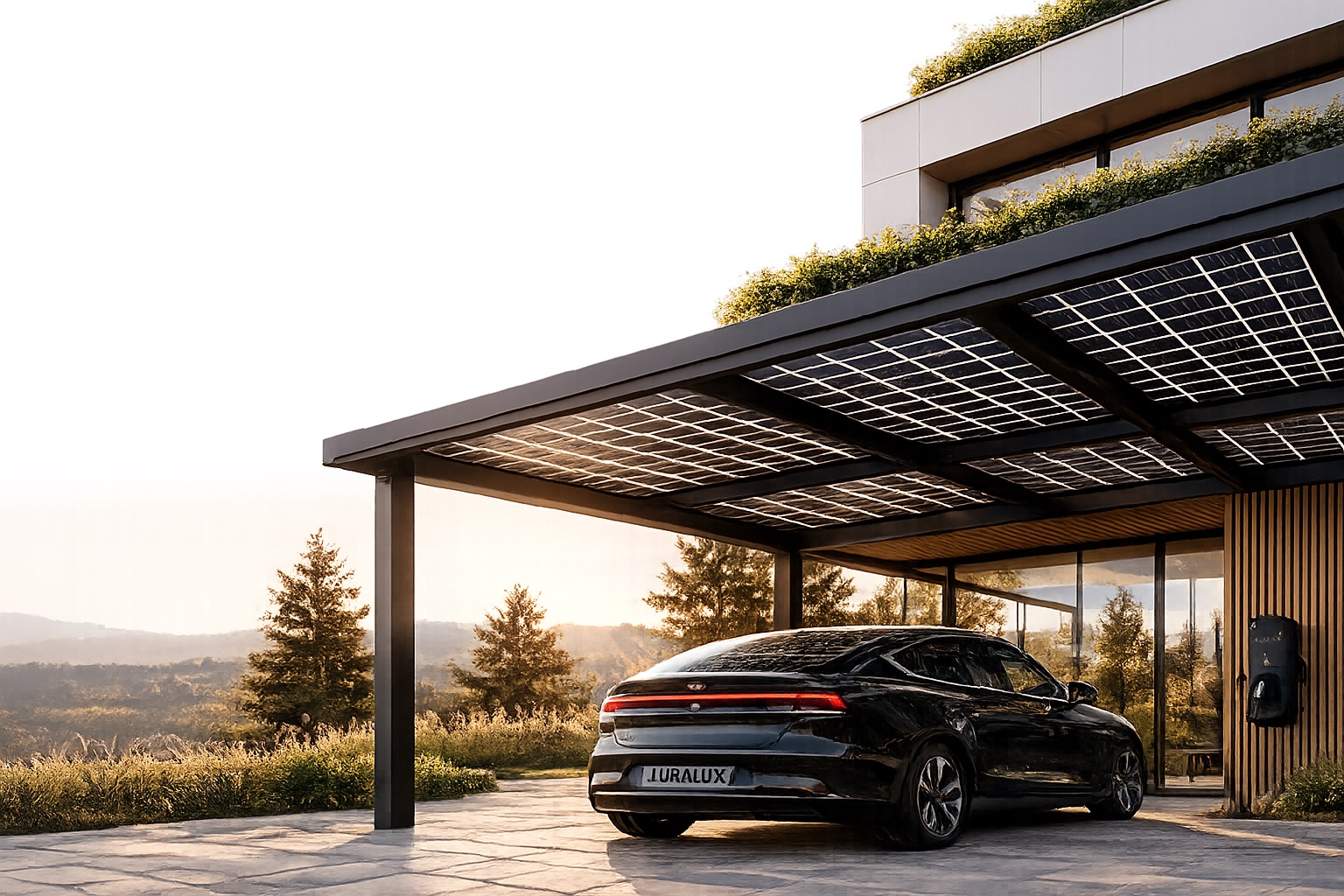LURALUX VOLTRAIL Carport mit PV-Glasdach